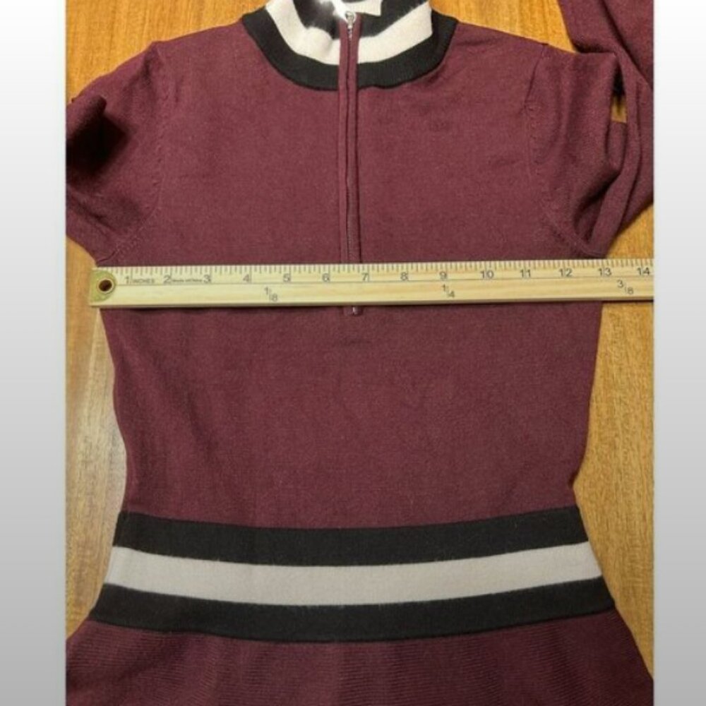 Karen Millen Fit and Flare Mini Dress Burgundy Size XS - Picture 8 of 9